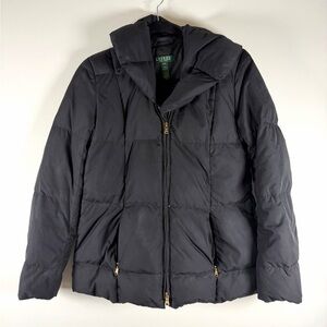 Ralph Lauren Black Quilted Hooded Puffer Coat
